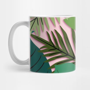 Tropical Leaf Selection Green and Pink Mug